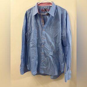 Robert Graham  Light Blue Button Down Shirt with pink accents - men’s XL